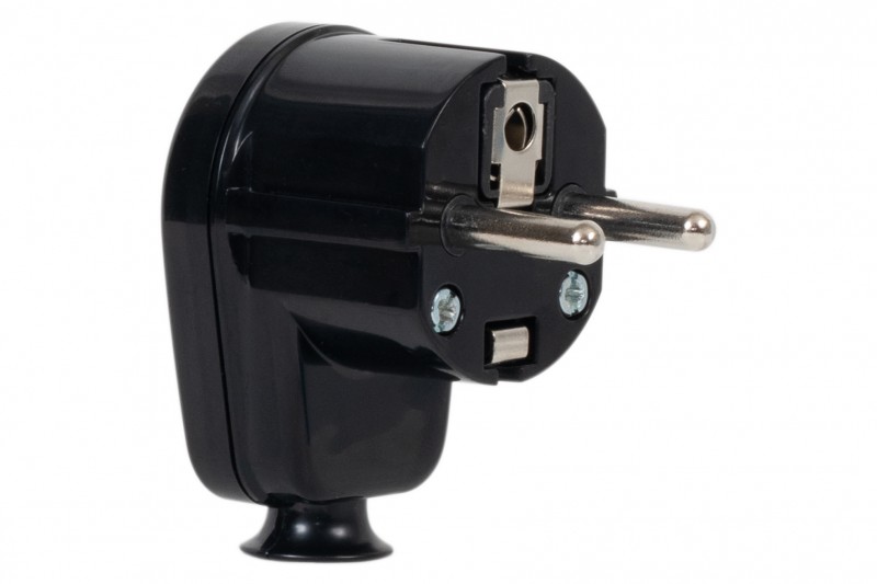 Wtyczka kątowa z uziemieniem UNI-SCHUKO CZARNA WT-16U CZ