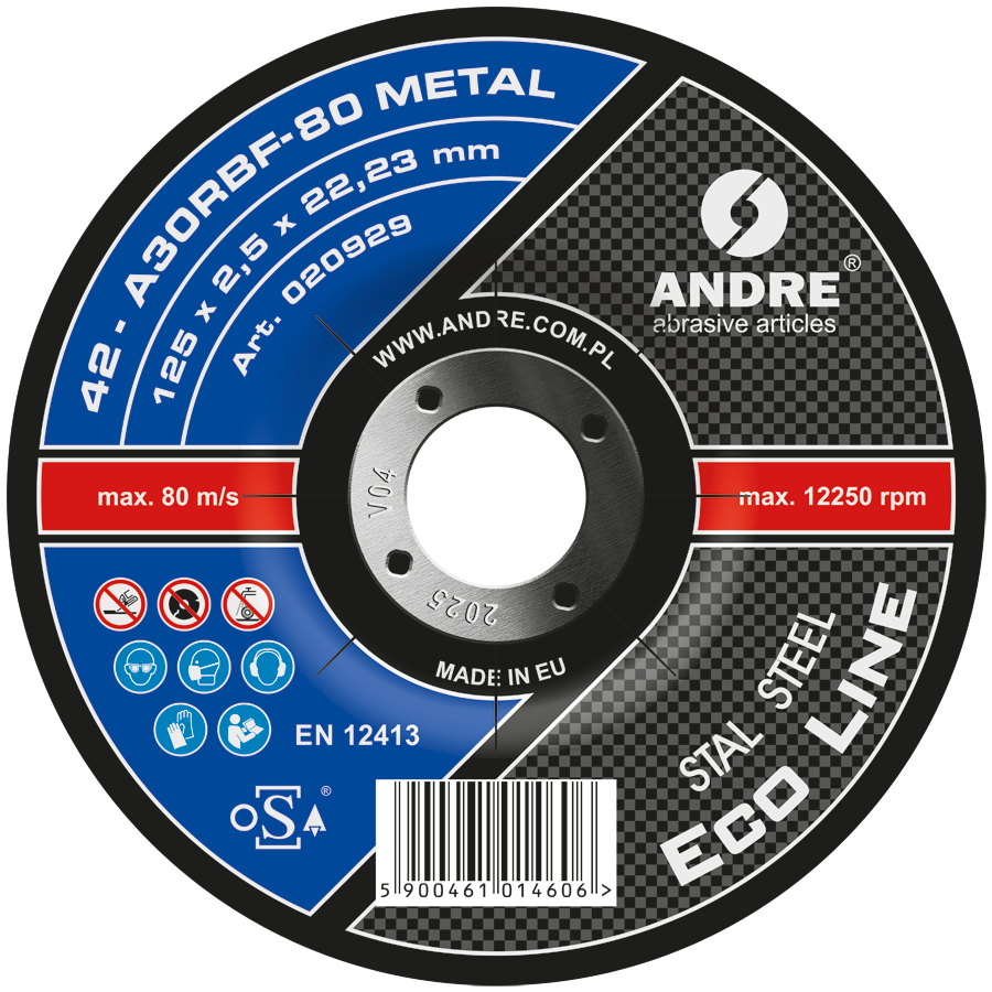 Tarcza do metalu WYPUKŁA A42 125X3,0 ANDRE