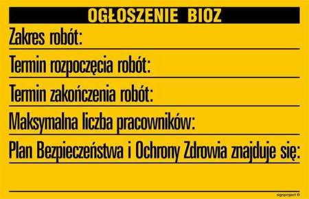 tablica INFORMACYJNA BIOZ 450x700