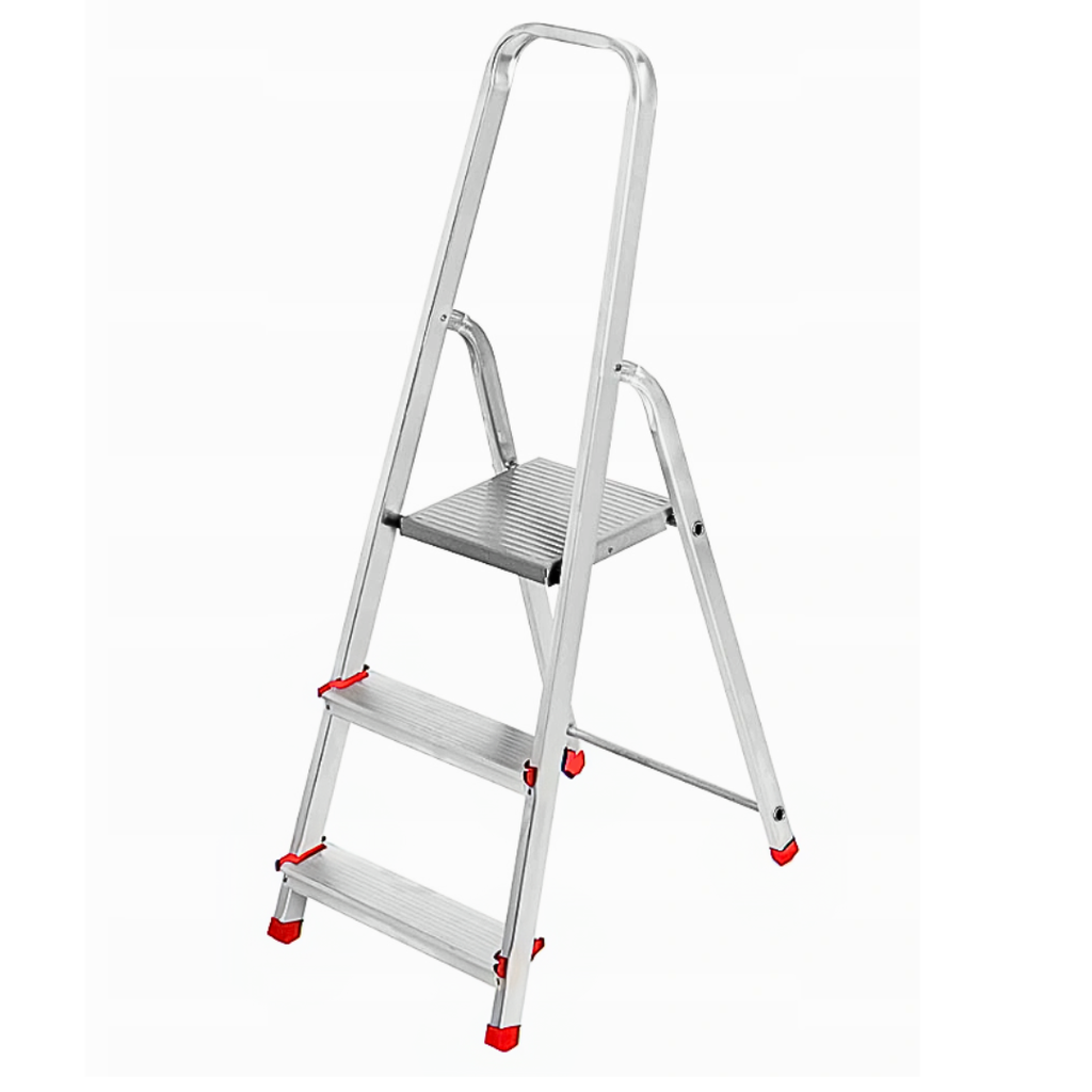 Drabina aluminiowa domowa 3-stopniowa 120kg z haczykiem Kastom