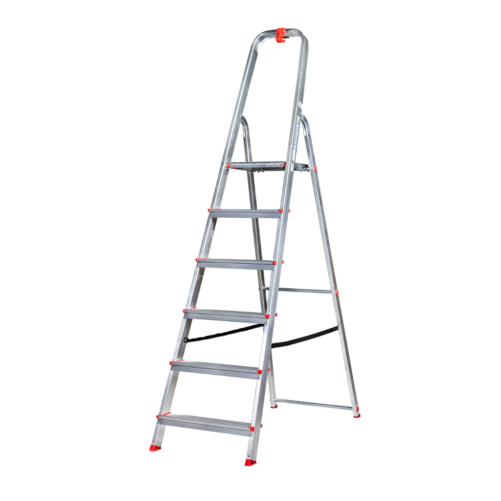 Drabina aluminiowa domowa 6-stopniowa 120kg z haczykiem Kastom