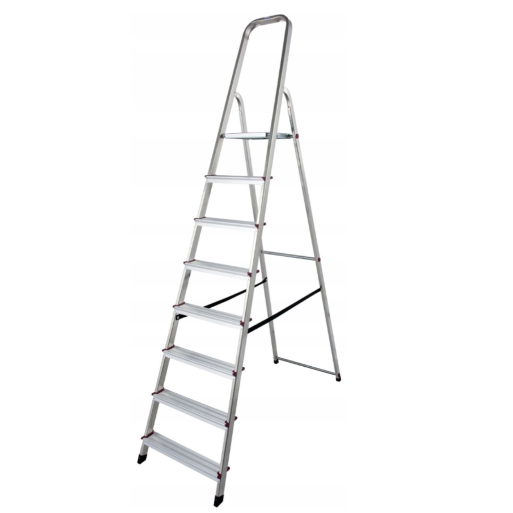 Drabina aluminiowa domowa 8-stopniowa 120kg z haczykiem Kastom