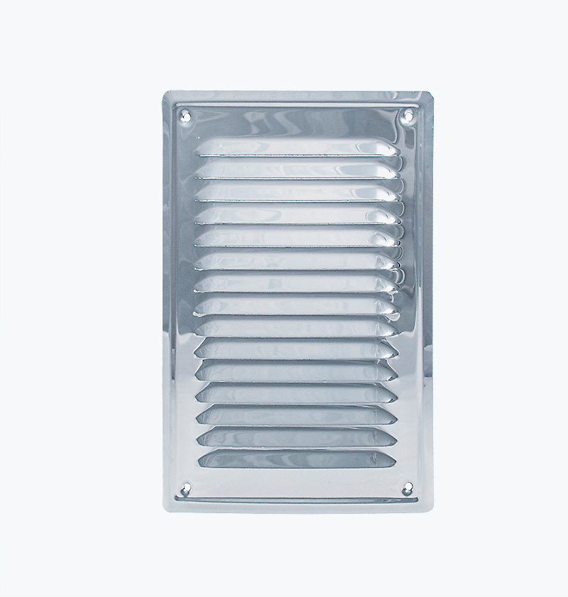 Osłona wentylacyjna metalowa skośna z siatką 7/14 chrom nierdzewna