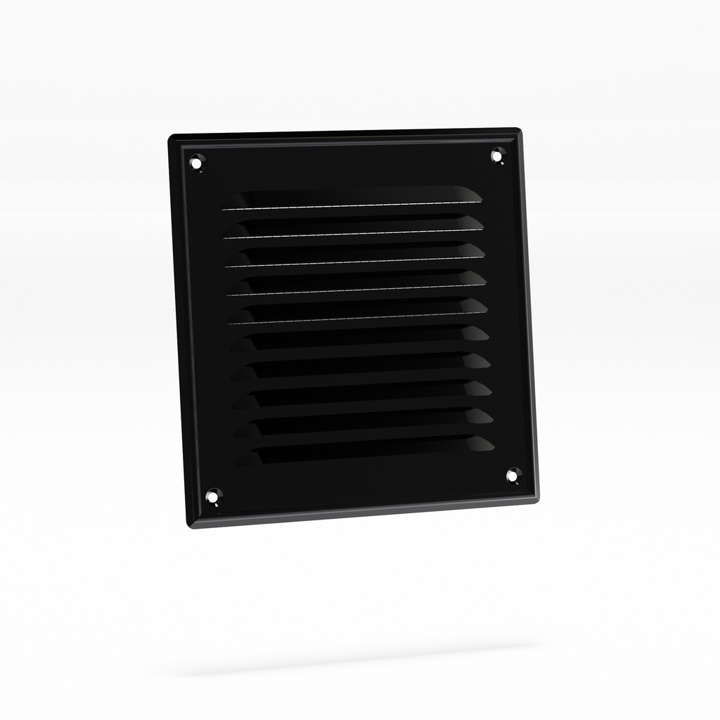 Osłona wentylacyjna metalowa skośna z siatką 14/14 czarna