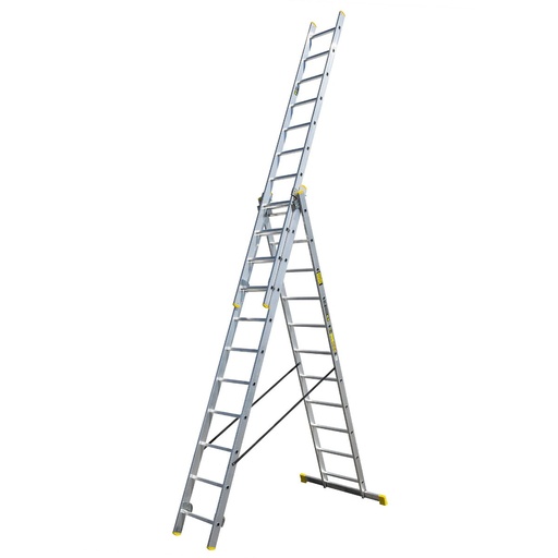 [DRAALUN 3X11] Drabina aluminiowa profesjonalna 3-elementowa 11-stopniowa Bayersystem
