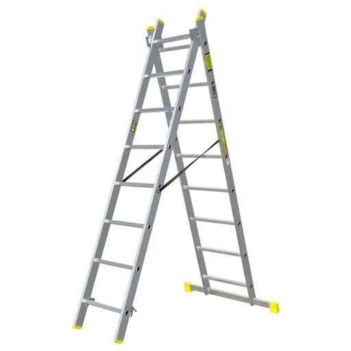 [DRAALUN 2X 8] Drabina aluminiowa profesjonalna 2-elementowa 8-stopniowa Bayersystem