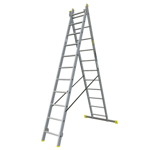 [DRAALUN 2X11] Drabina aluminiowa profesjonalna 2-elementowa 11-stopniowa Bayersystem