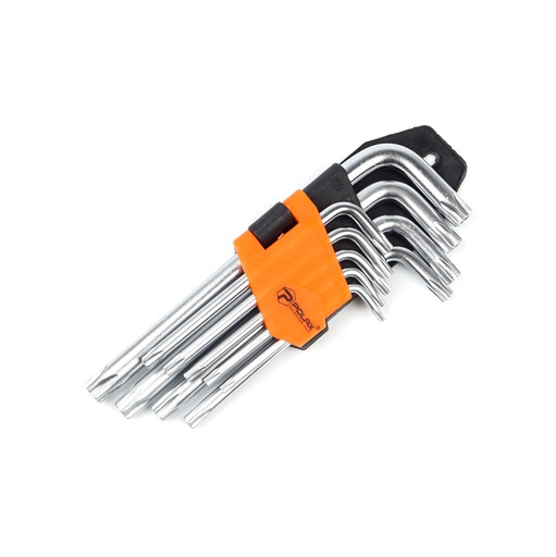 [POL 25-007]  Zestaw krótkich kluczy imbusowych TORX 9szt., ?10-?50, CrV

