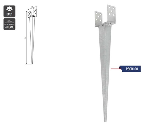 [O PSG REG] Podstawa słupa wbijana z regulacją 0-120mm