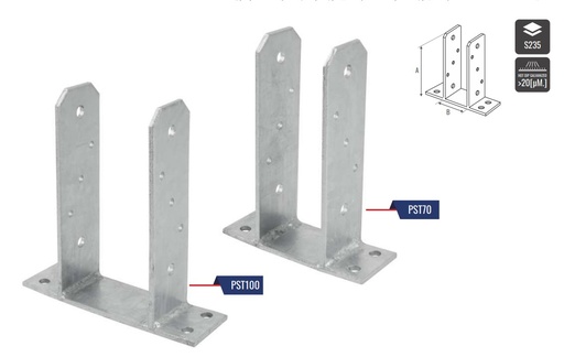[O PST100 M] Podstawa słupa typu "TT" PST 100