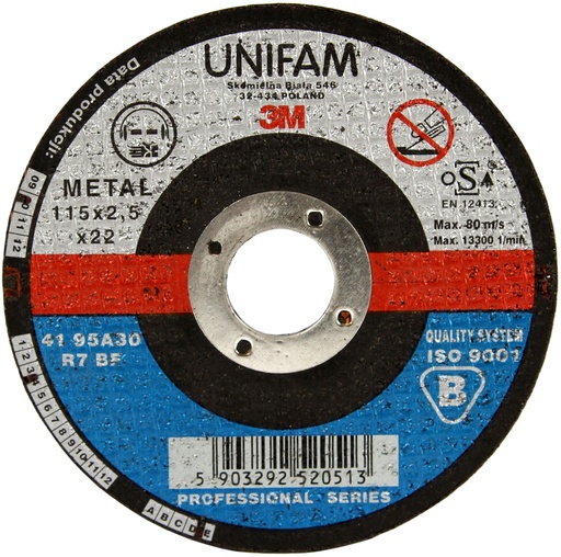 [TU 3M A41 115X16] Tarcza metal 3M płaska A41 115X1,6