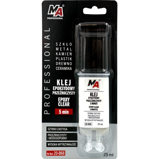[KLE MA PROF 20-B68] MA PROFESSIONAL - Klej Epoksydowy Przeźroczysty 5 Minut - Strzykawka 25ml